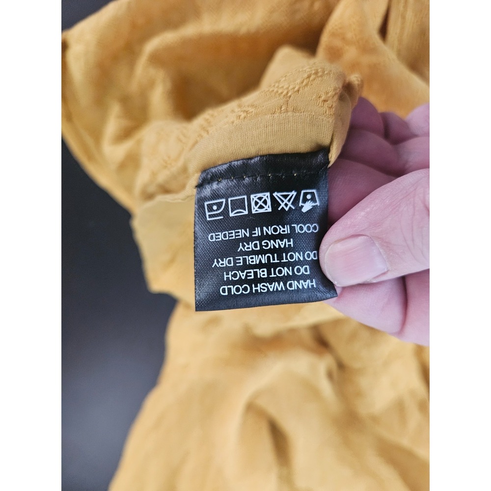House of Harlow 1960 Mustard Textured Blouse M Boho Button Front - Picture 3 of 7